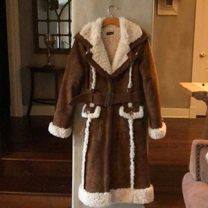 Bebe Suede and fur knee length coat